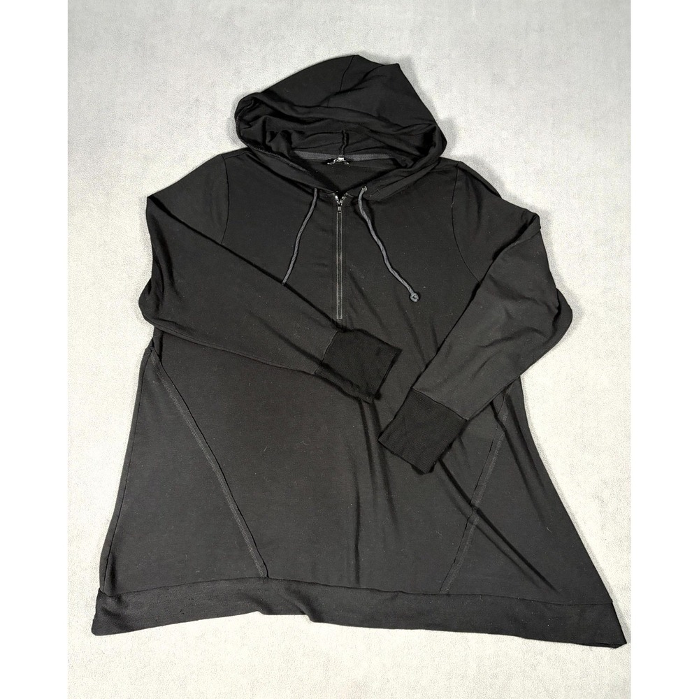Cable & Gauge Hoodie Dress Womens Black French Terry‎ Lined Stretch Drawstring